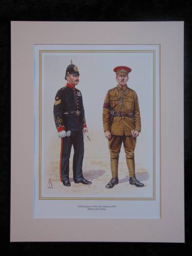 Military Foot Police 1904 & 1914  Mounted print (ref PR423)