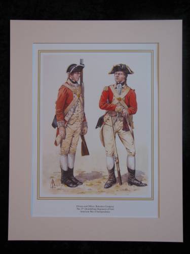 Inniskilling Regiment of Foot (27th) US war of independence  Mounted print (ref PR429)